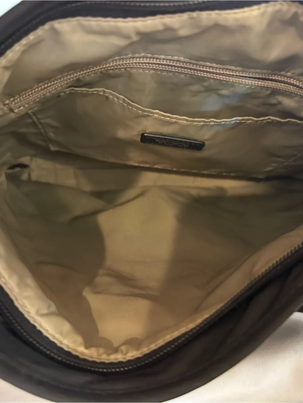 Tumi Black Nylon Messenger Crossbody with Silver Accents